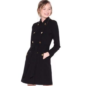 Calvin Klein Black dress/Trench Coat with Gold Accents